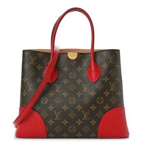 Louis Vuitton Flandrin Cherry Red Brown Monogram Canvas Tote